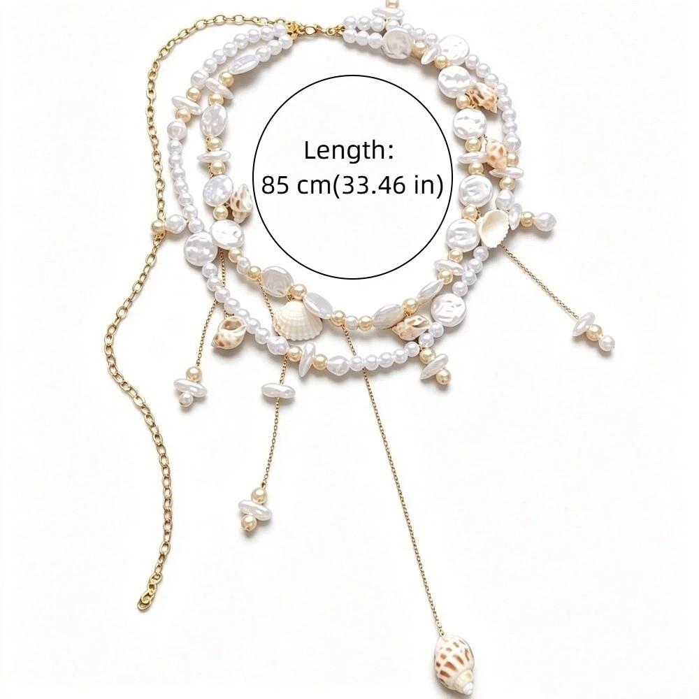Elegant Double Layer Seashell Waist Chain Conch Pendant Belly Chain Ocean Themed Body Chain  Women