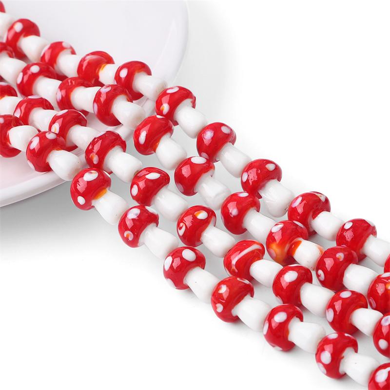 

5-25 шт. глазурованных стеклянных бусин в форме гриба для самостоятельного изготовления ювелирных изделий, ожерелий, браслетов, серег, аксессуаров для рукоделия 10x12mm 25pcs красный