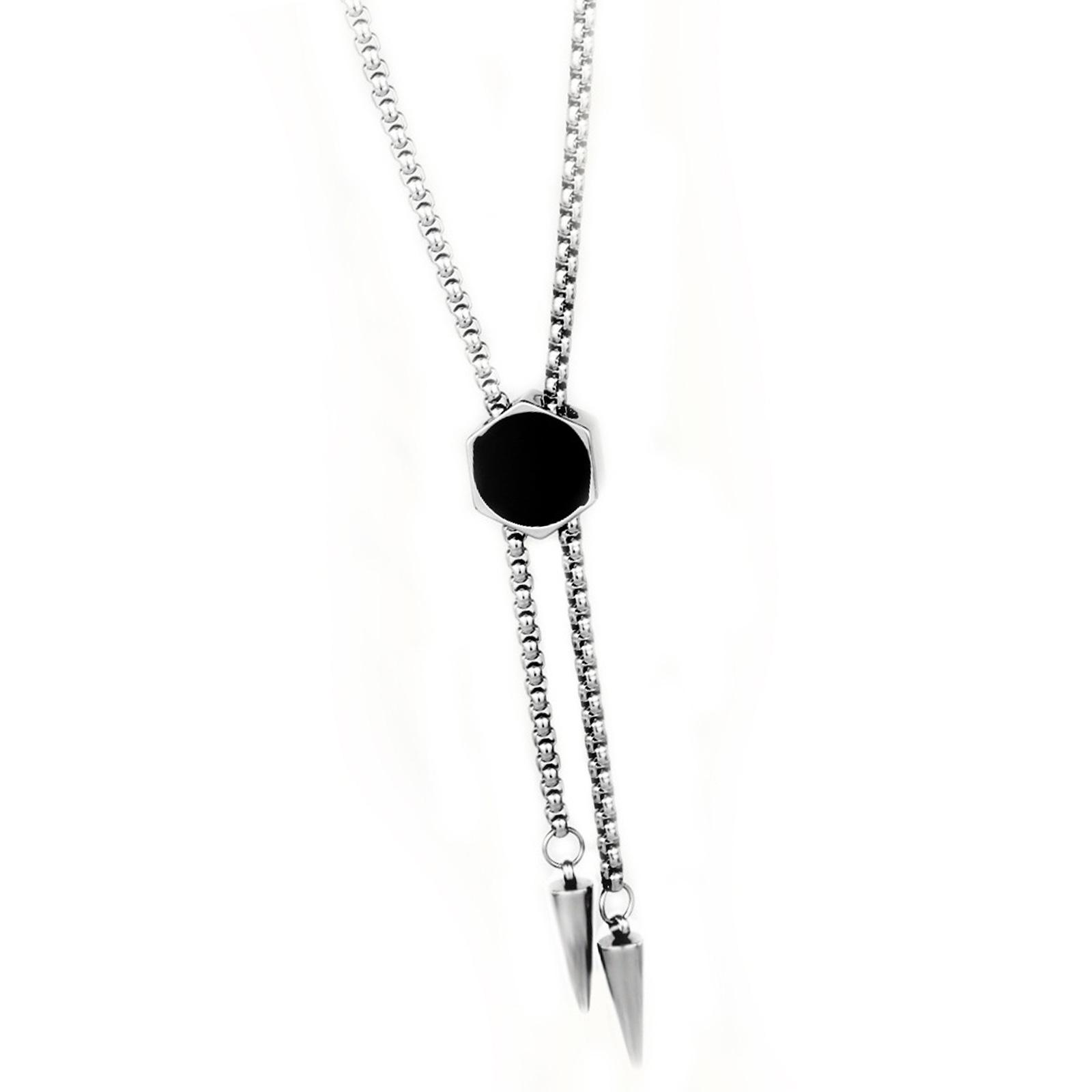 

Stainless Steel Bolo Necklace Featuring Hexagonal Pendant Design For Enhancing Outfits From Casual To Professional 1