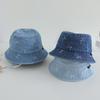 Spring Summer Baby Fisherman Hats 48-50cm Lovely Bow Pattern Kids Boys Girls Outdoor Sun Hat Fashion Denim Children Bucket Caps
