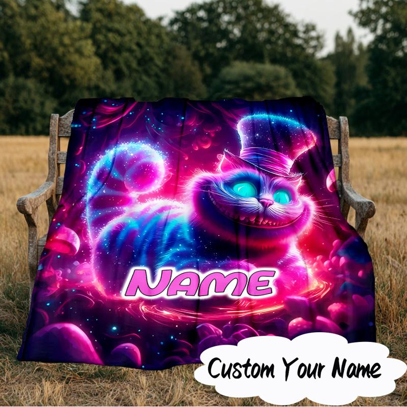 Custom Name che-shire cat Blanket Ideal Bedding Blanket Perfect for Travel, Camping, Living Rooms, Offices, Sofas, Fan Christmas gift