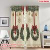 Set Of 2 Flat Printing Merry Christmas Trendy Curtains Wreaths Red Bows Digital Printed Polyester Drapes Family Party Curtain Made