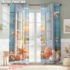 2pcs, Creative Curtains 2D print Ocean Starfish And Seashells Machine Washable Fabric (without rod) Art Deco Festive Perfect for