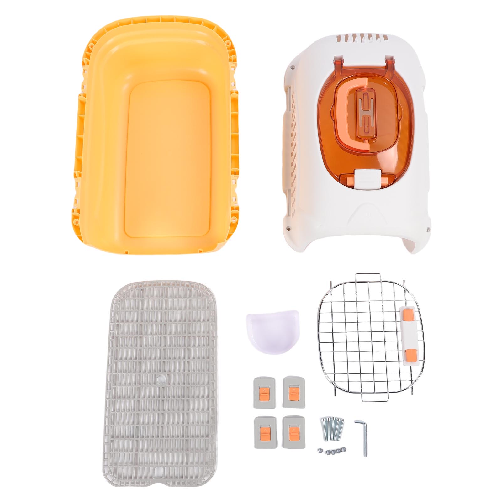 Outsideworld Yellow Plastic Pet Kennel Top Window Detachable Travel Dog Crate Cat Carrier With Handle Airline Friendly