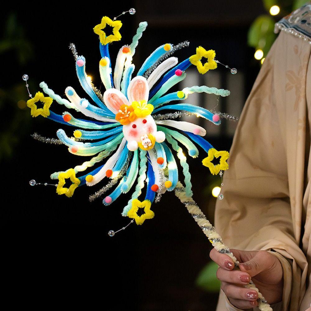 Unfinished Glowing Rotating Lantern Handheld Spinning Fireworks Lamp Festival Decoration