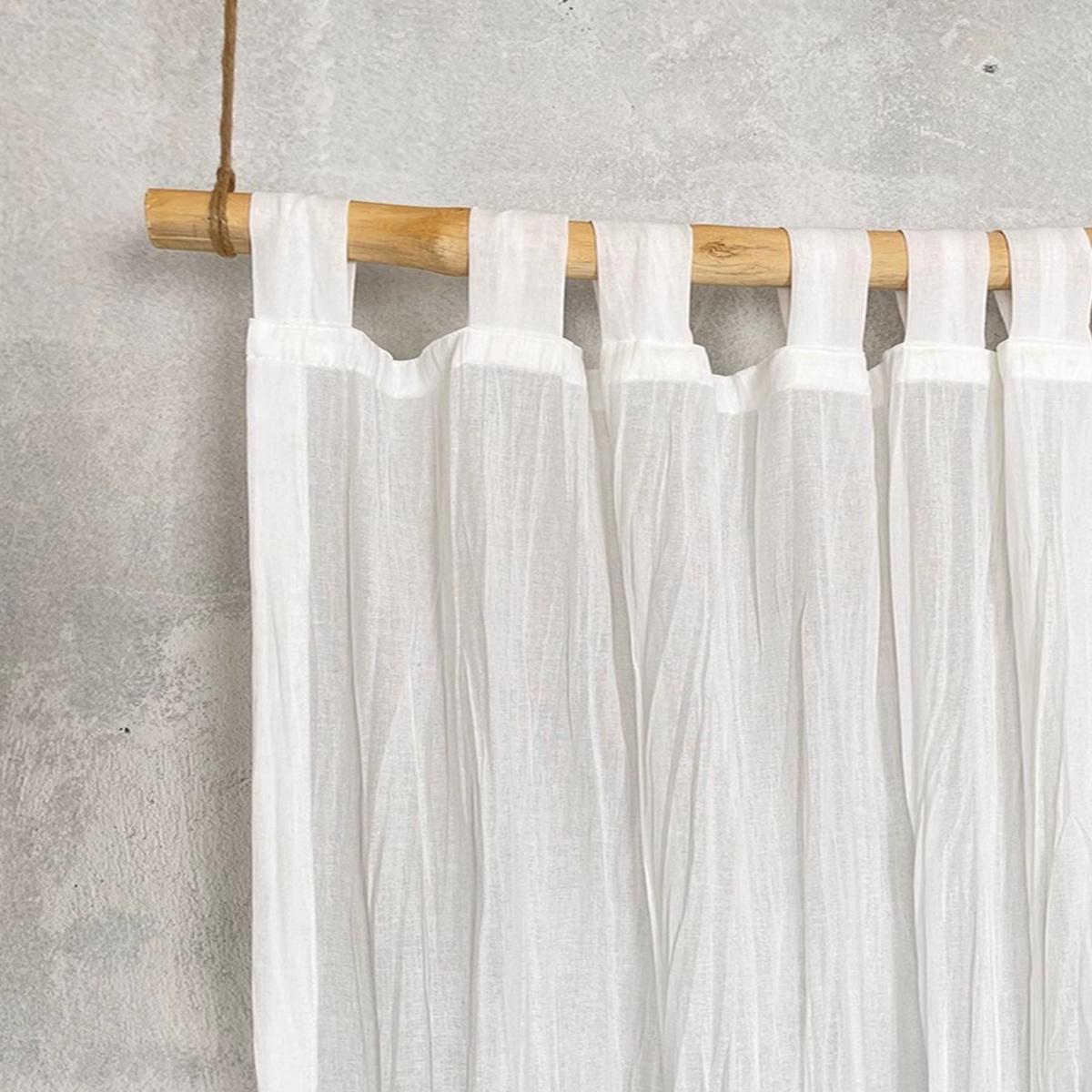 Japanse Kraan Sling Door De Stang Gordijn Met Puur Wit Kreukelband Plisségordijn Voor Woonkamer W39.37xH78.74inch&Tab top wit