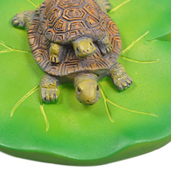 Pływająca Figurka Żółwia Liścia Lotosu Podwójny Żółw Statua Rzeźba Ogród Zewnętrzny Podwórko Staw Rybny Akwarium Dekoracja Ornament