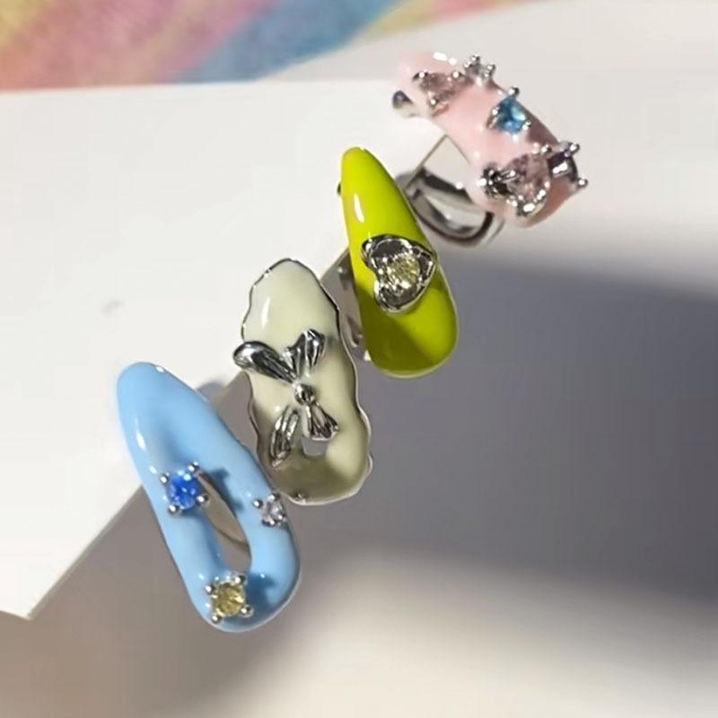 Sweet Colorful Zircon Ear Cuff Ear Clip for Women No Pierced Candy Geometric Earcuff Ear Wrap Earcuff Clip Wedding Jewelry