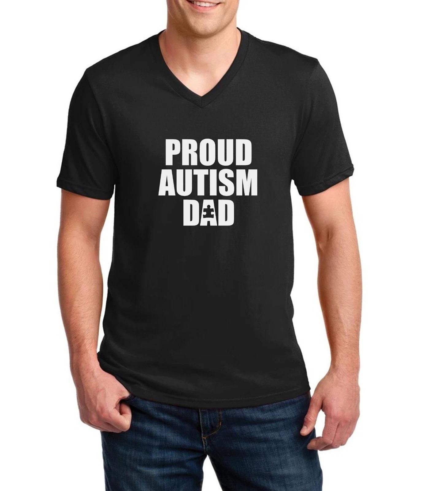 Proud Autism Dad Shirt Mens V Neck Autism Awareness Support Tee Gift S