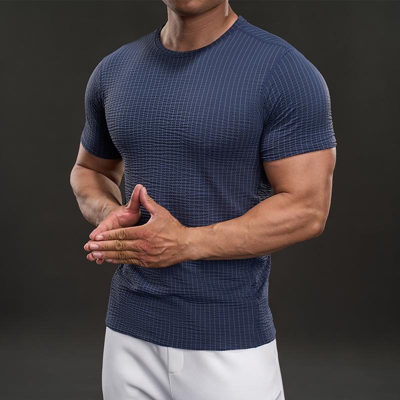 Casual High Street Quick-drying Short-sleeved T-shirts Fashionable Sports Slim Elastic Fitness Outdoor T-shirts