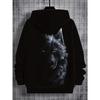 1. Casual Hoodie - Random Wolf Pattern Printed Four Seasons Comfortable, Machine Washable Regular Hoodie