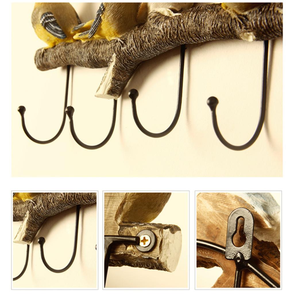 Wall Mounted Clothes Hook Bird Decoration Entryway Key Holder Wall Decorative Coat Hooks