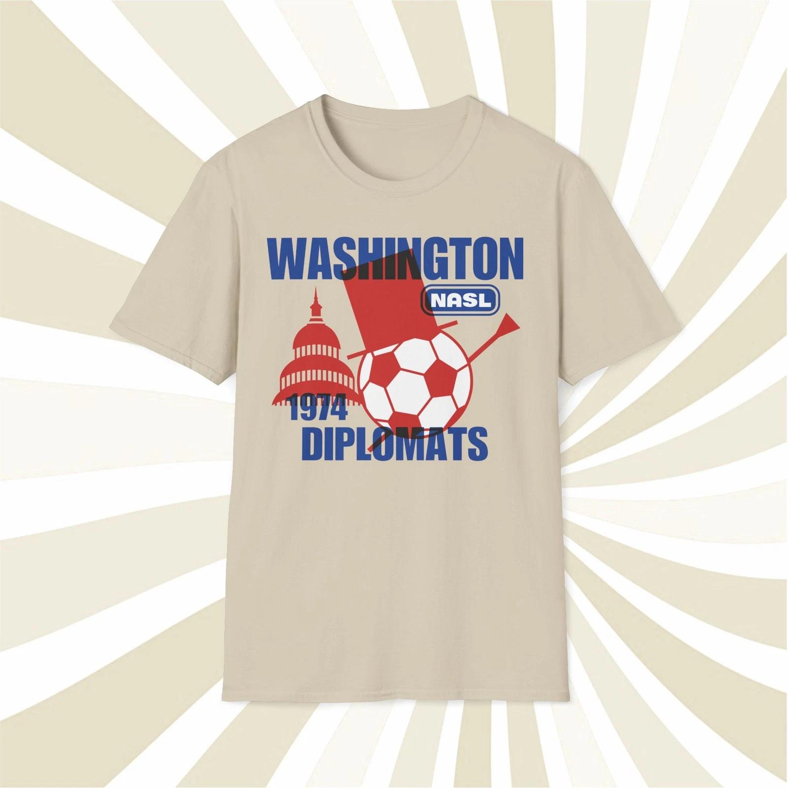 Men s and Women s T-shirts Washington Diplomats 1974 NASL Vintage Offset Printed Soccer T-Shirt L