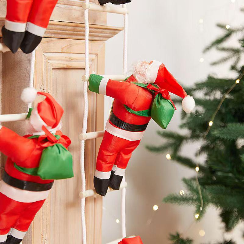 Santa Claus Climbing Rope Ornament with Sponge - Single/Double/Triple Ladder Options for Christmas