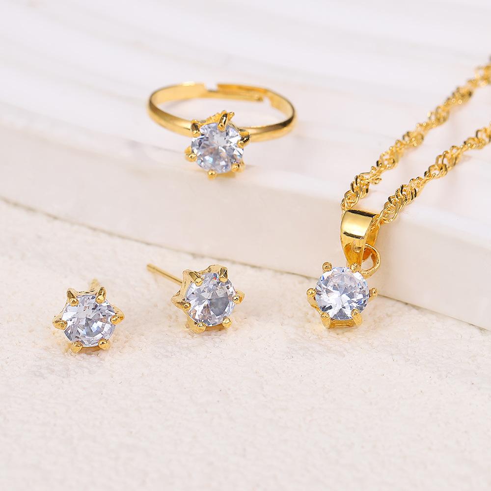 Mozambican light luxury versatile simple fashion versatile niche high-end earrings necklace jewelry three-piece set