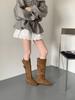 Boots Women's inner height increase 2025 new boots Autumn and winter women's boots Square head suede high boots Western knight boots
