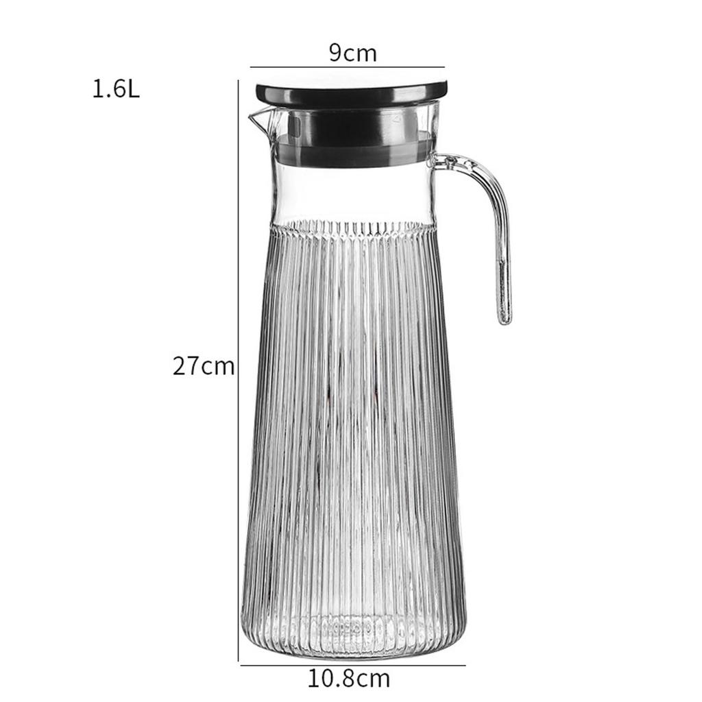 Beverage Pitcher Antifall and Lid Hotel PC Striped Beverage Carafe Iced Tea Water Pitcher Transparent Drinks Hot Cold Pitcher