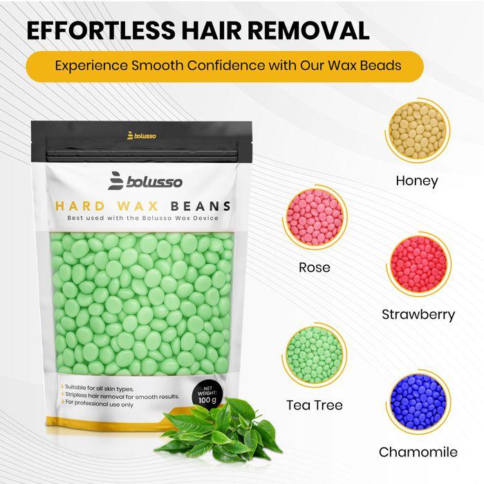 Cire dépilatoire - BOLUSSO - Perles Tea Tree 100 g - Sans bandes - Cire chaude - Zones sensibles