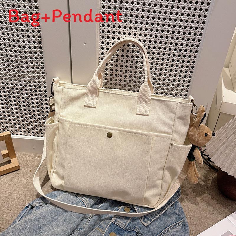 Canvas Tote Bag For Women With Inner Zip Pockets And Adjustable Strap For Casual Travel