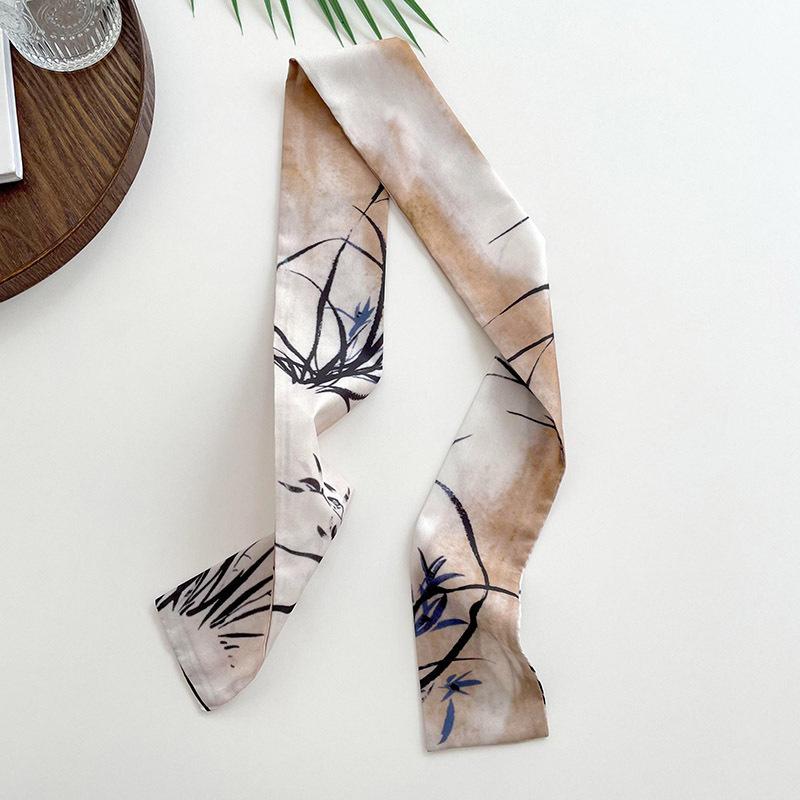 Long silk scarf, high-end new versatile hair tie streamer, atmosphere ribbon, spring and summer decorative scarf, tied bag streamer