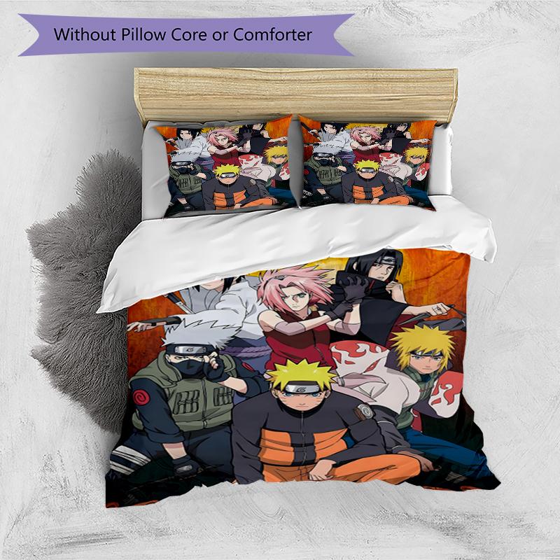 3pcs NARUTO (2) Design Cover Set - HD Printed Bedding with 1 Cover and 2 Pillowcases - Perfect for Home and Dorm Decor