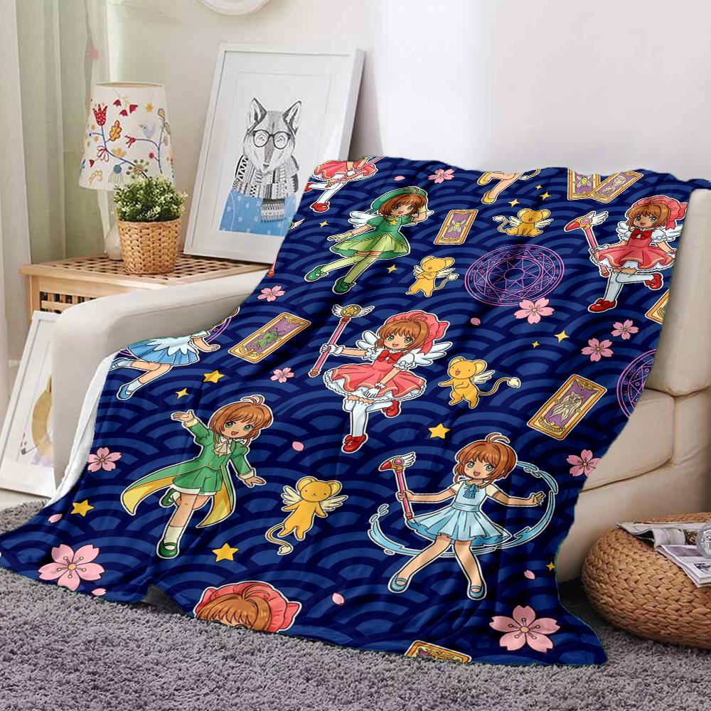 Sakura Kinomoto Print Flannel Blanket High Quality Warm Comfortable Cover for All Seasons Perfect for Gifts Home Decor