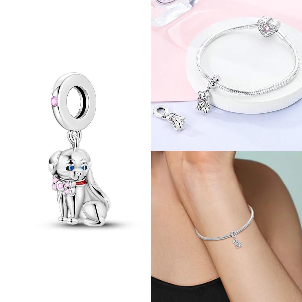 

Originalcopper White Animal Bones Claws Pink Zircon Bead Charm Fit Bracelet Lady S Gift Jewelry Diy Fine Accessories