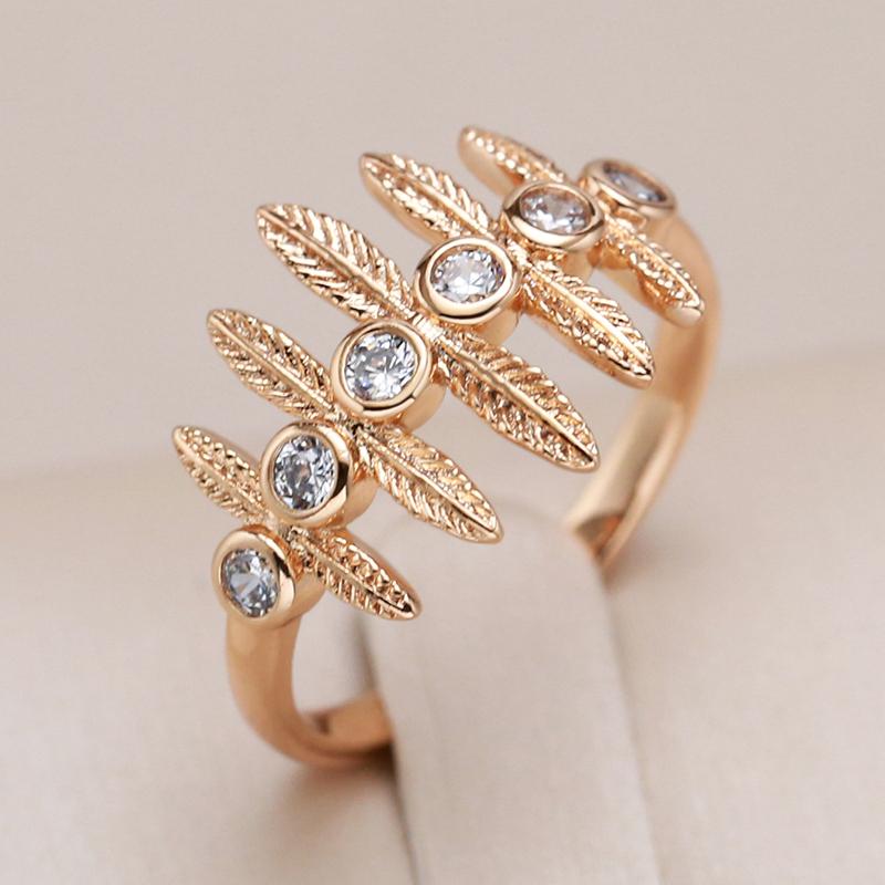 Rose Gold Color Vintage Ring For Women Unique Creative Natural Zircon Accessories Ethnic Bride Daily Fine Jewelry