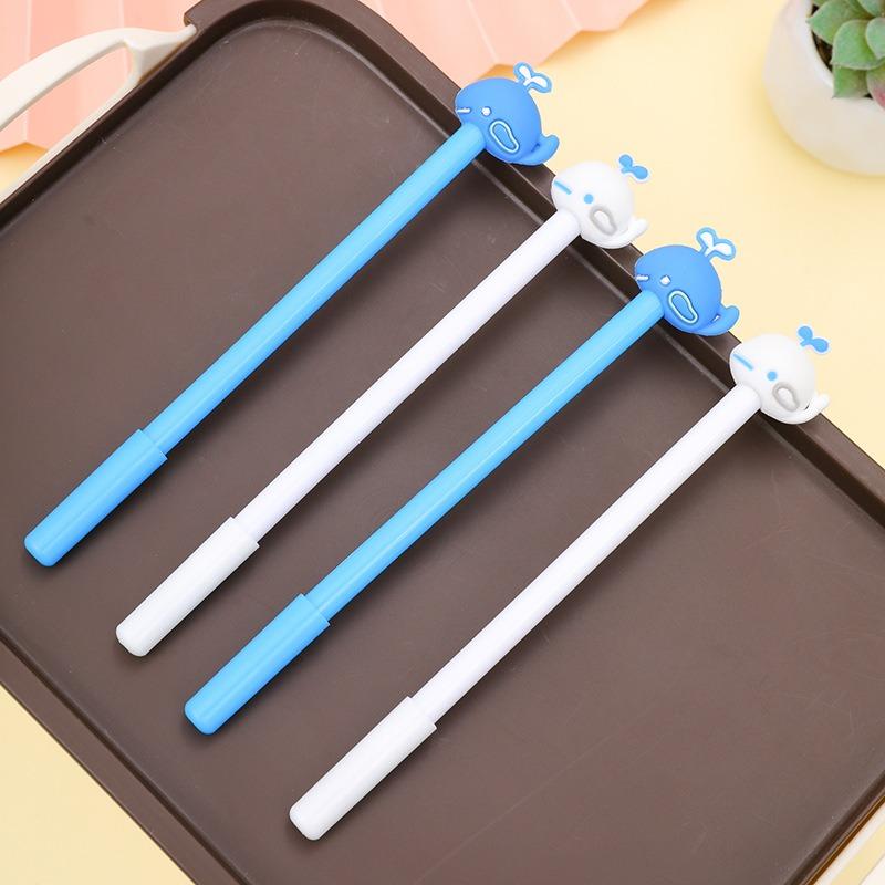 4 Pcs Cute Cartoon Water Whale Modeling Neutral Pen Creative Student Office Water Pen Black Signature Pen Stationery