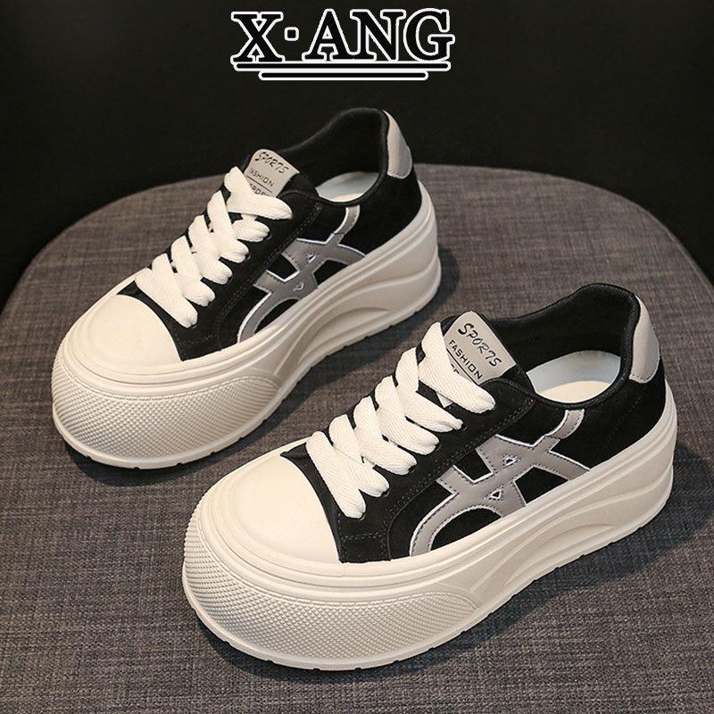 sponge cake thick-soled cm height-increasing women's shoes leather board shoes new autumn little white shoes children's casual sports shoes