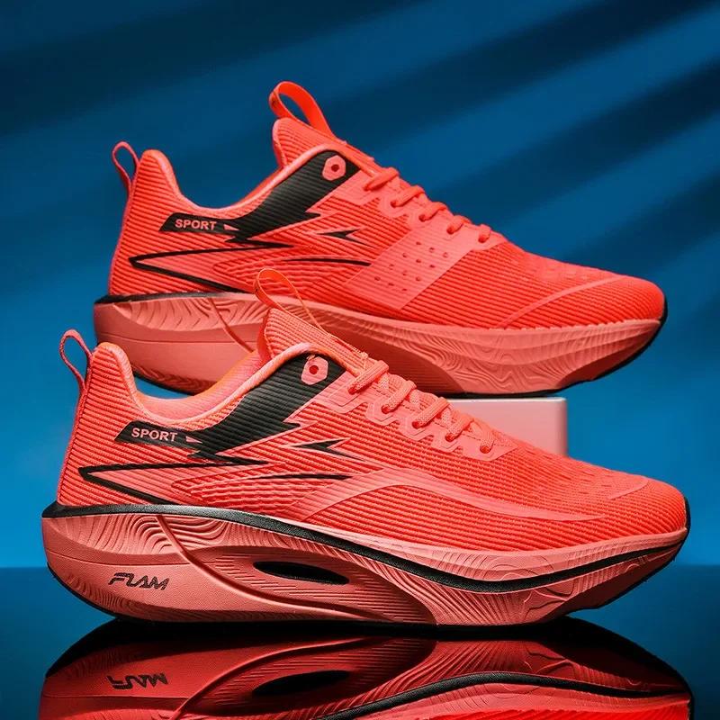 Marathon Carbon Plate Air Cushion Men Sports Running Shoes Breathable Lightweight Women's Comfortable Athletic Nonskid Sneakers