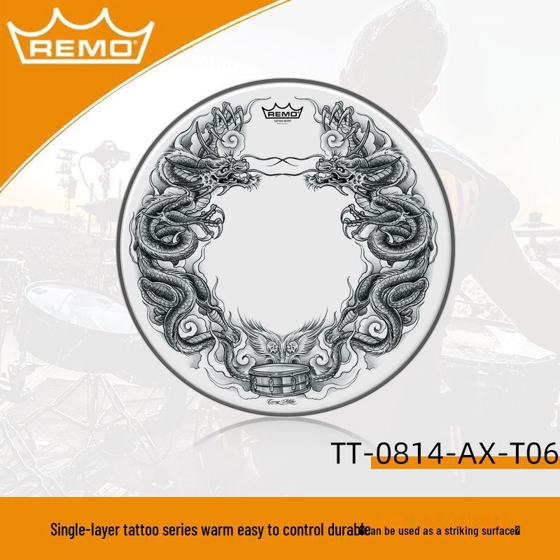 Allied Parts 14" REMO Sandblasted Swedish Drum Kit, Black and White Single Ply Resonance Drumhead