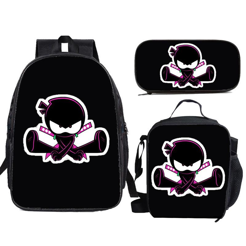 NINJA KIDZ 3-teiliges Set Kinder Schulrucksack mit Umhängetasche Federmäppchen Schultaschen für Jungen Mädchen Bestes Geschenk