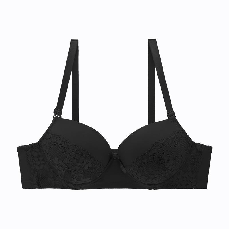 

fashion Autumn and winter new large size bra women s sexy gathering women s underwear thin 95C чорний