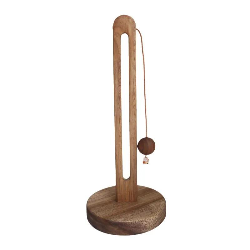 Wooden Kitchen Paper Towel Holder No Drill Wood Roll Paper Stand Plastic Wrap Storage Lazy Cloth Rack