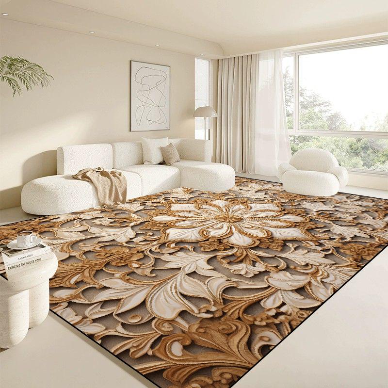 Moderner Weißer Großer Teppich für Wohnzimmer Luxus Gold Teppich Heimdekoration Schlafzimmer Matte Bettseite Weich Rutschfest 200x300 Teppiche