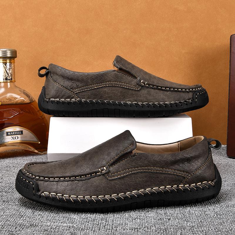 Large Size 48 Handmade Split Leather Men's Casual Shoes Comfortable Men Loafers Moccasins Men Flats Shoes Driving Shoes