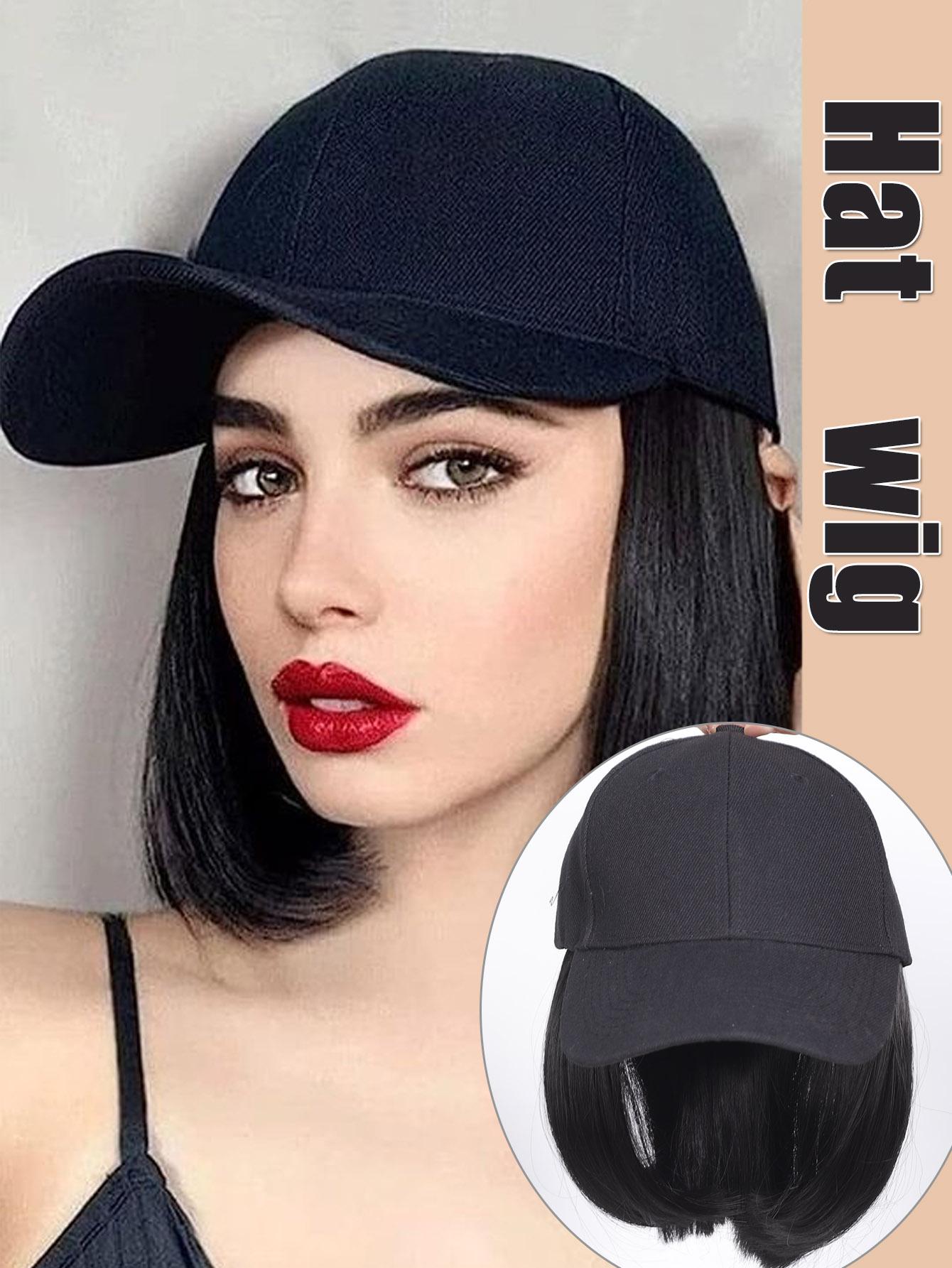 

Бейсболка з нарощеним волоссям для жінок. Жаростійкі синтетичні 8 дюймів, регульовані короткі прямі шиньони, замінні перуки в капелюсі для жінок 8inch