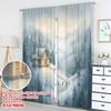 2pcs 2D flat printing Happy Christmas fashion curtains Cozy Cabin Snow Mountain Winter Digital Printed Polyester Drapes Family