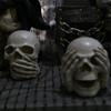 Halloween Skull Head Decor Resin Skeleton Heads Halloween Decoration Fake No Look No Say Human Skull Head Desktop Ornament