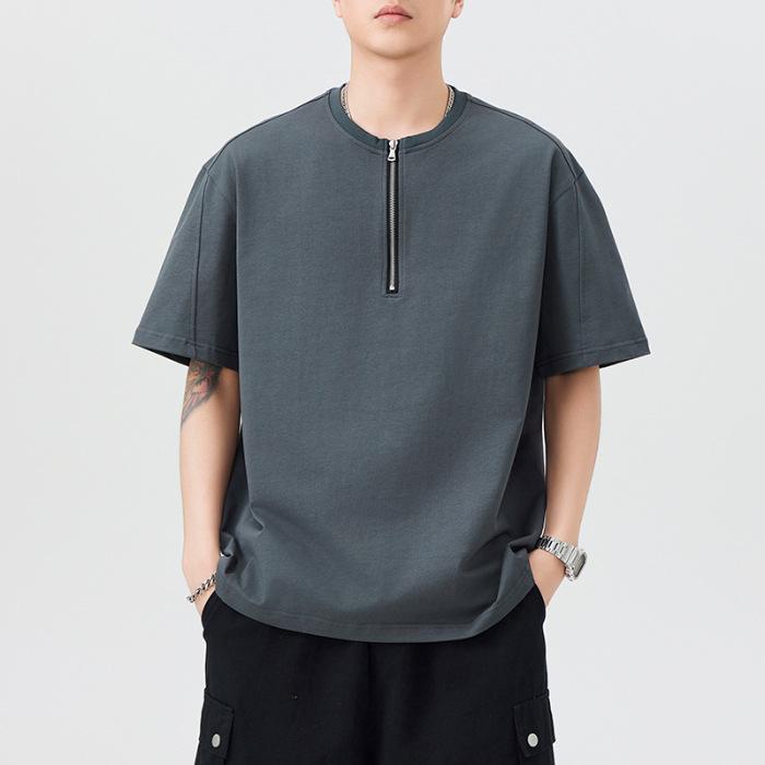 

Летняя Тяжелая 300г Футболка ПОЛО из Чистого Хлопка с Коротким Рукавом для Мужчин Свободного Японского Повседневного Стиля 4XL серый