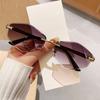 European and American fashion niche trendy brand retro rhombus frameless sunglasses light luxury literary and artistic style sunglasses