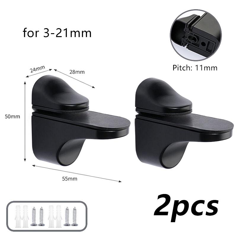 {Summer2}2Pcs Adjustable Metal Glass Clamps Wood/Glass Shelf Bracket Wall Mount Floating Clip Anti-Slip Support Partition Clamp