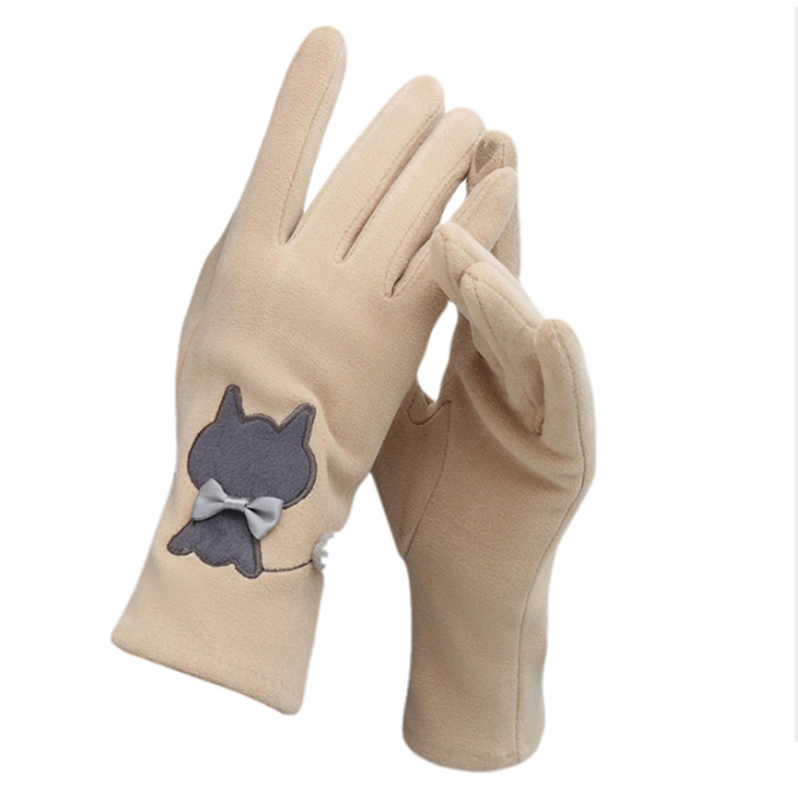 

Женские зимние флисовые теплые перчатки для езды на велосипеде и вождения One Size бежевый