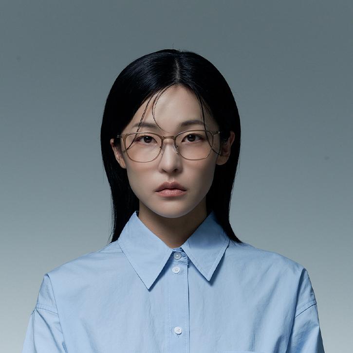 Alloaiweeo [Air Flex] Al6404 1313G Airflex Ultra-Lightweight_Transparent Khaki Office Square Frame_Blue Light Lens Selection