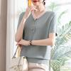 New summer mother's short-sleeved women's knitted top loose ice silk shirt mother-in-law bottoming shirt