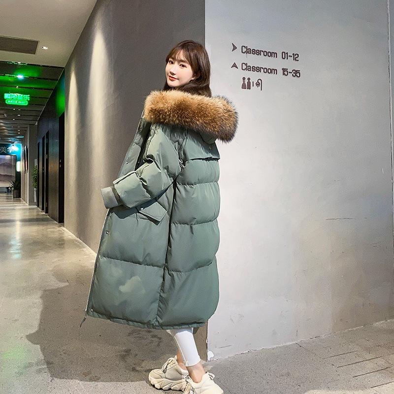 Latest Down Cotton-padded Jacket Womens Winter Korean Version of The Long and Large Size Bread Clothes Relaxed Fit Cotton-padded Padded Padded Jacket