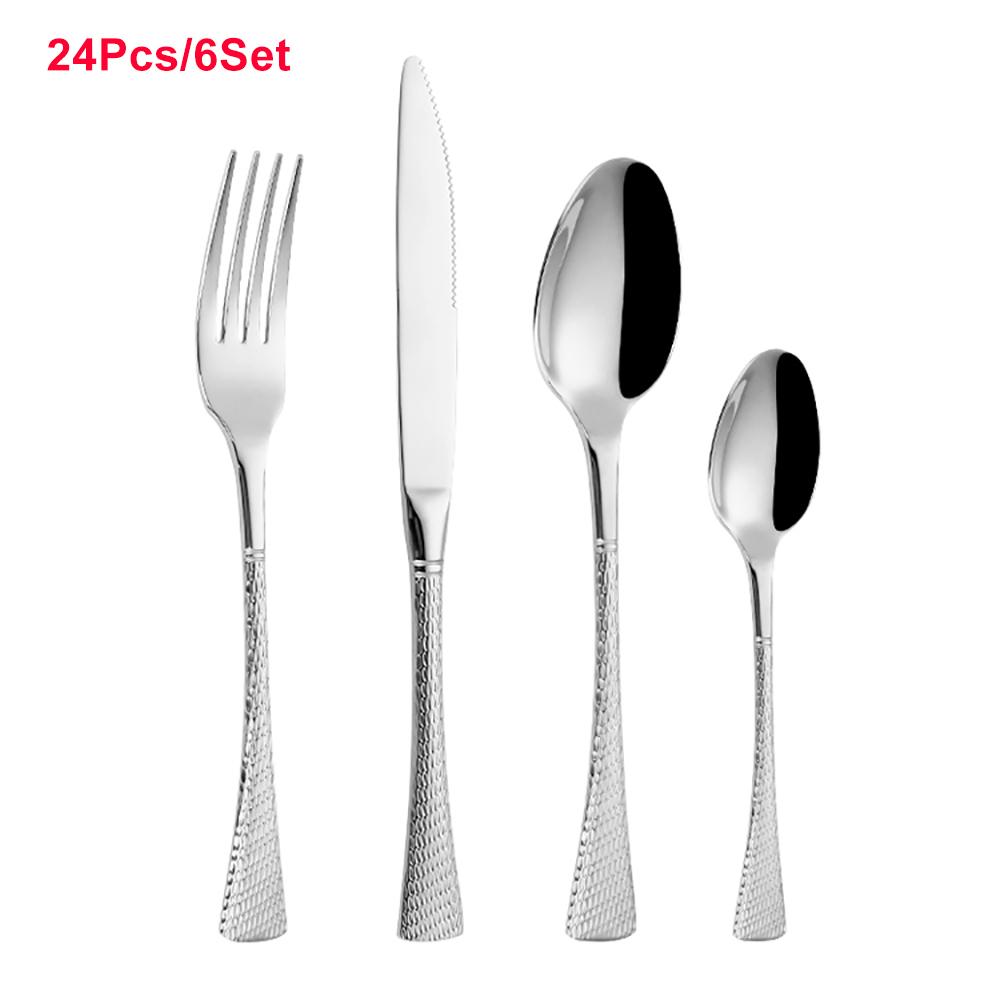 16/20/24 Pieces Gold Cutlery Set Knife Fork Spoon Set Stainless Steel Tableware Snake Scale Handle Dinnerware Kitchen Utensils