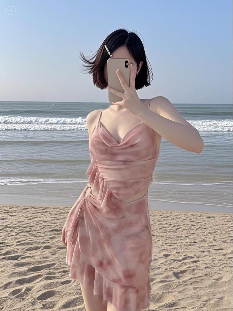 Women's Three-Piece High-End Bikini Set: Conservative, Stylish Seaside Vacation or Hot Spring Swimwear