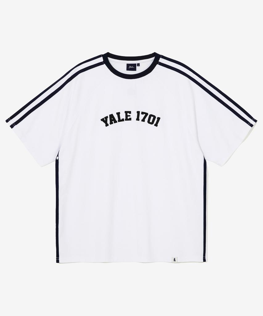 YALE Applique Taping Raglan Short Sleeve T-Shirt White